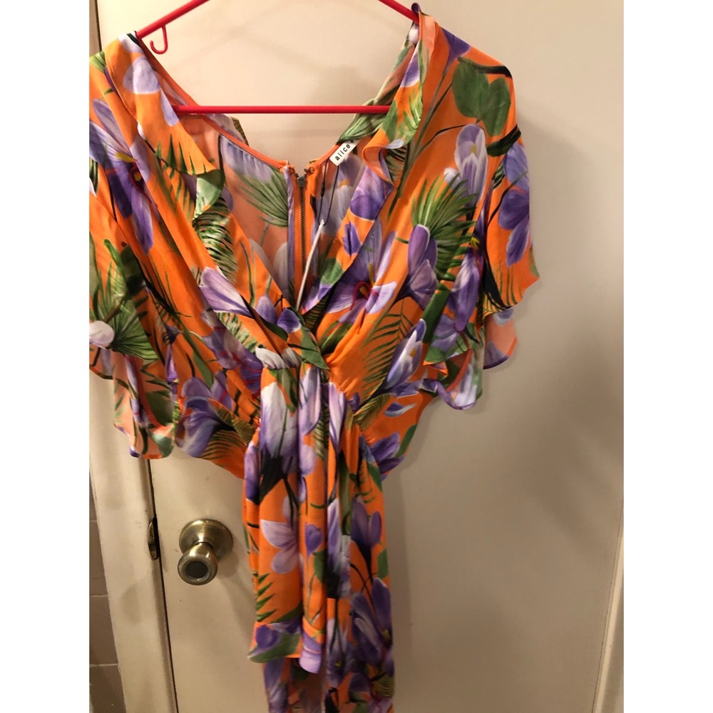 Alice + Olivia Satin Floral Romper